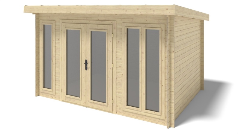 Abri de jardin en bois - 12m2 - 4x3m - Ep. 34mm - Couleur: naturel