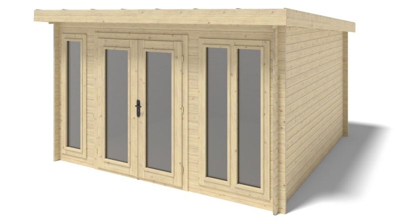 Abri de jardin en bois - 16m2 - 4x4m - Ep. 34mm - Couleur: naturel