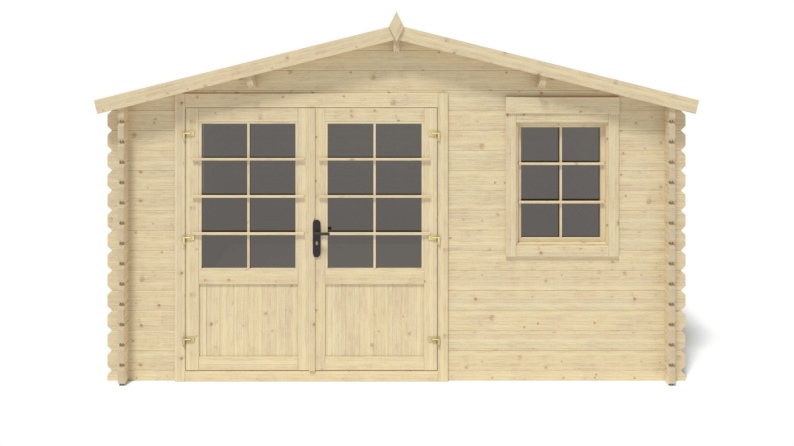 Abri de jardin en bois - 15,21m2 - 3,90x3,90m - Ep. 40mm - Couleur: naturel