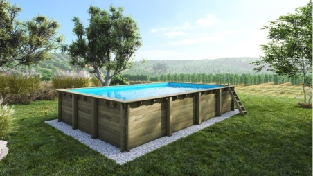 Piscine de jardin en bois - 8,20x5,20  x H.1,45m - avec filtration