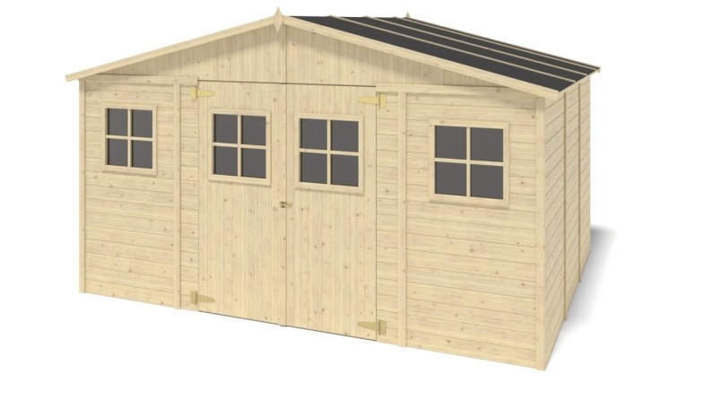 Abri de jardin en bois 11,88 m2 - 4x2,97 m - Couleur: naturel