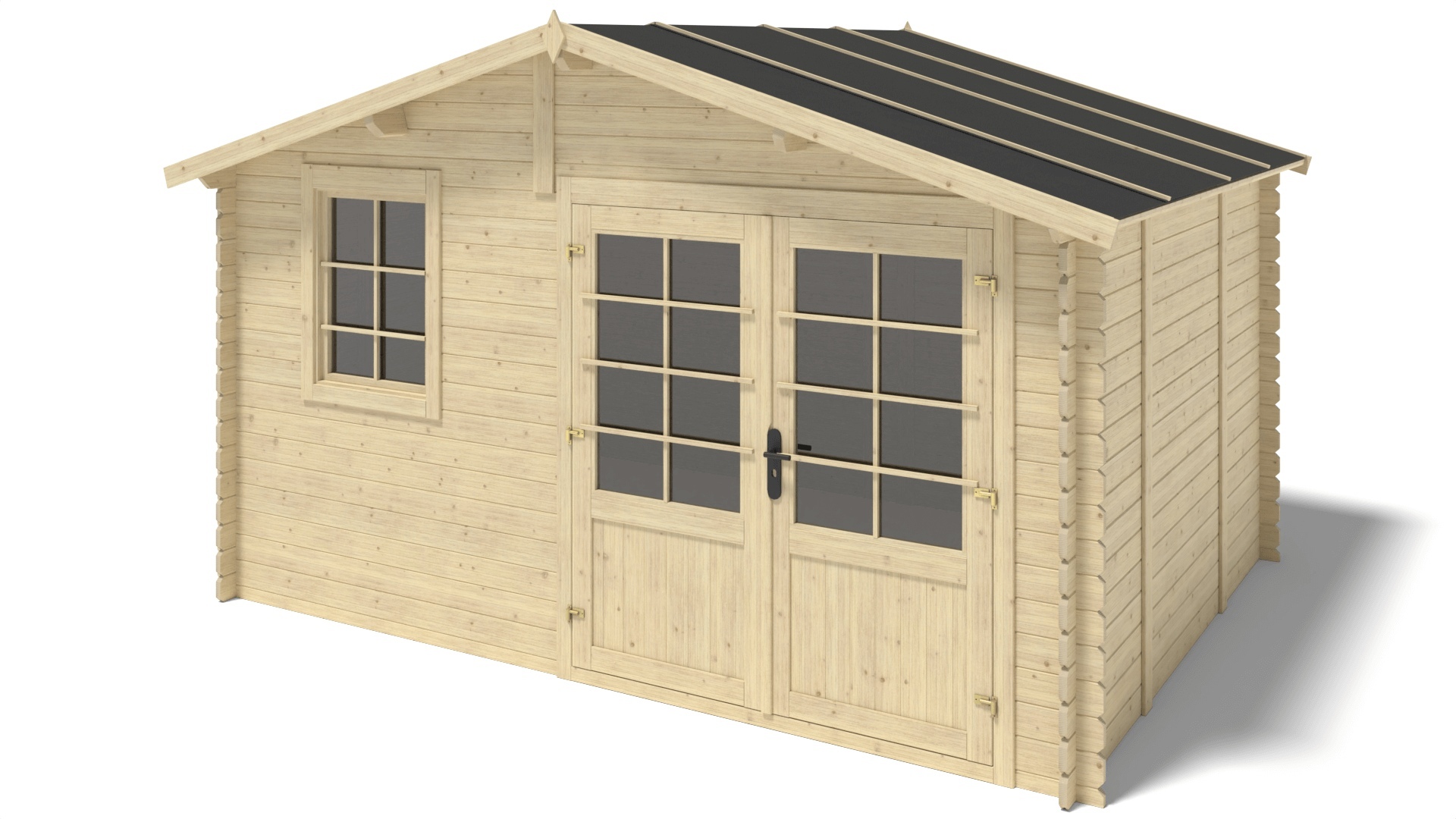 Abri de jardin en bois - 12m2 - 4x3m - Ep. 28mm - Couleur: naturel