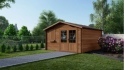 Abri de jardin en bois - 16m2 - 4x4m - Traité - Ep. 28mm - Couleur: marron