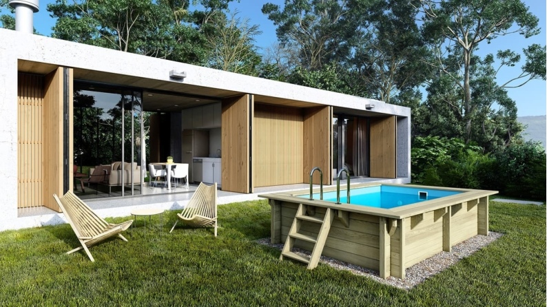 Piscine de jardin en bois - 3,20x2,20  x H.0,70m - avec filtration