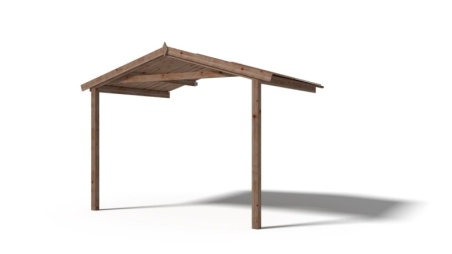 Avant-toit en bois 3x2m pour le chalet de jardin 3m, traité, marron