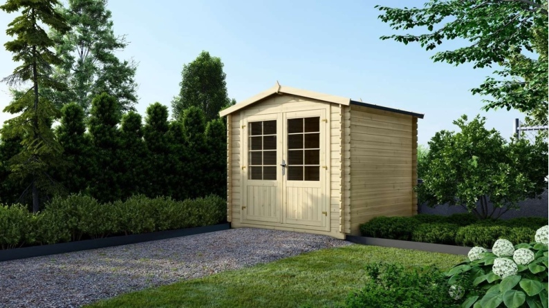 Abri de jardin en bois - 6,25m2 - 2,50x2,50m - Ep. 28mm - Couleur: naturel