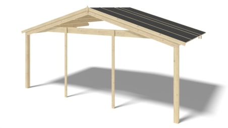 Avant-toit en bois 6x3m pour le chalet de jardin 6m, couleur naturel