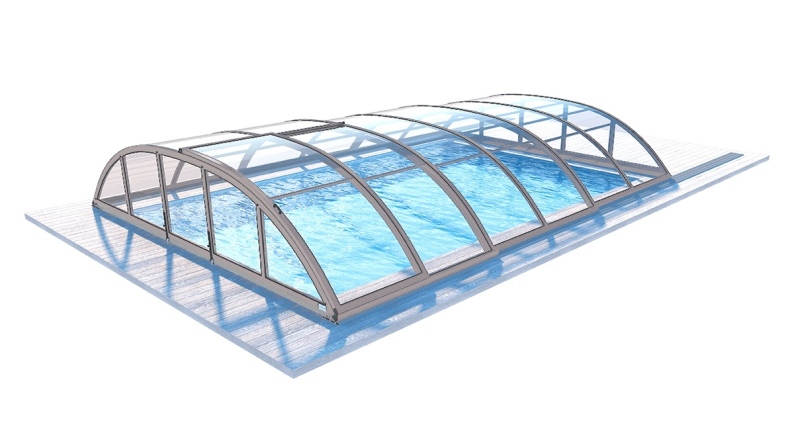 Abri de piscine Horizon pour les modèles 6,20x4,10 m - BAS88, BAS788 - polycarbonate massif 3 mm - Couleur Ral7037 Gris 