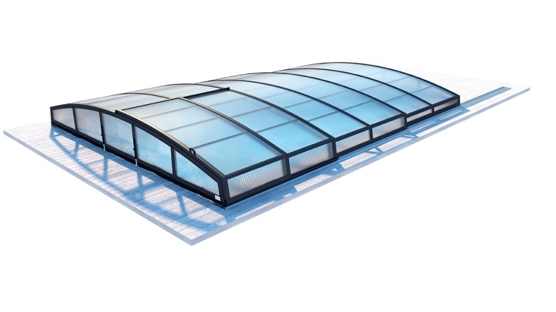 Abri de piscine Skyline pour les modèles 5x3 m - BAS86, BAS786 - polycarbonate alvéolaire 8 mm - Couleur Ral7016 Graphite