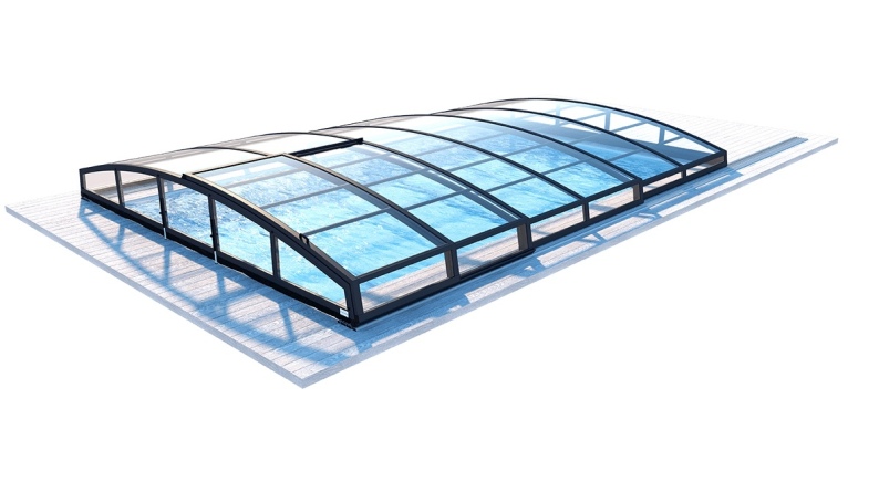 Abri de piscine Skyline pour les modèles 6,20x3 m - BAS87, BAS787 - polycarbonate massif 3 mm - Couleur Ral7016 Graphite