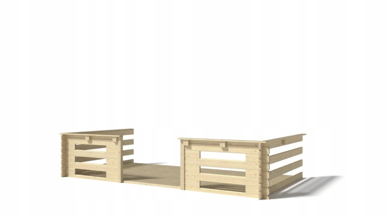 Terrasse en bois avec balustrade pour abri en bois - 8m2 - 4m x 2m - couleur: naturel