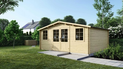 Abri de jardin en bois - 25m2 - 5x5m - Ep. 40mm - Couleur: naturel