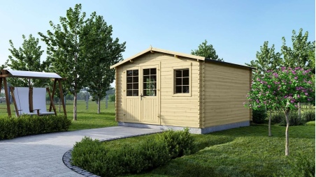 Abri de jardin en bois - 16m2 - 4x4m - Ep. 40mm - Couleur: naturel