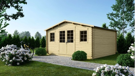 Abri de jardin en bois - 20m2 - 5x4m - Ep. 40mm - Couleur: naturel