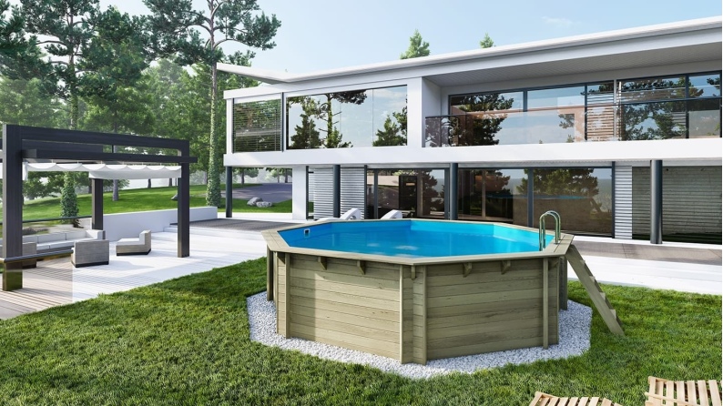 Piscine en bois - 5,37x5,37  x H.1,31m - avec filtration