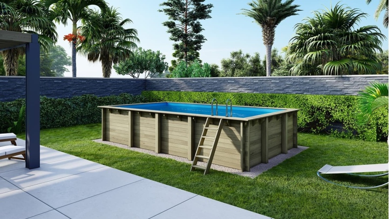 Piscine en bois - 7,20x4,20  x H.1,45m - avec filtration