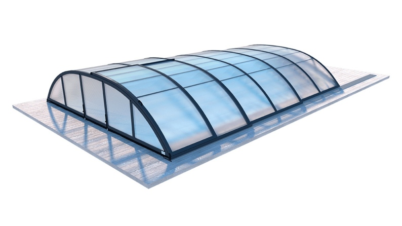 Abri de piscine Horizon - 6,47x3,50 m - polycarbonate alvéolaire 8 mm - Couleur Ral7016 Graphite