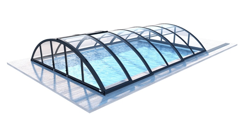 Abri de piscine Orbit - 6,47x3,50 m - polycarbonate massif 3 mm - Couleur Ral7016 Graphite