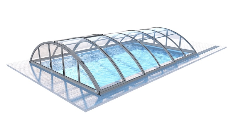 Abri de piscine Orbit - 6,47x3,50 m - polycarbonate massif 3 mm - Couleur Ral7037 Gris 