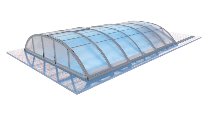 Abri de piscine Horizon - 6,47x3,50 m - polycarbonate alvéolaire 8 mm - Couleur Ral7037 Gris 