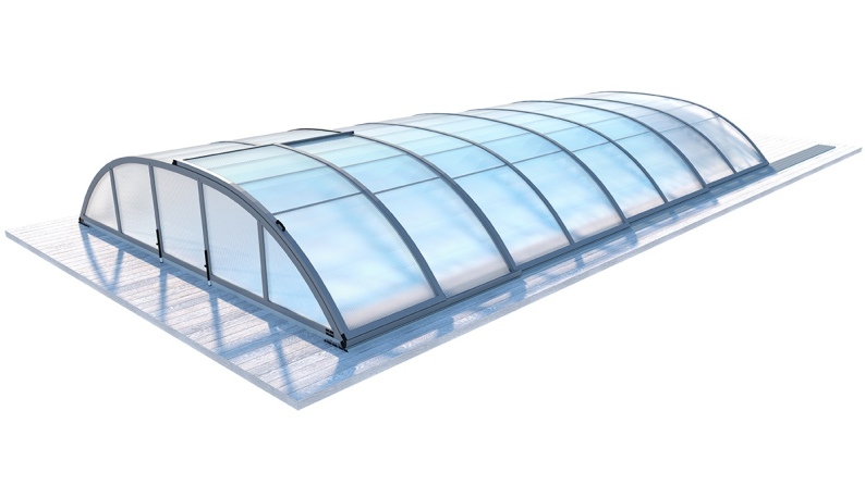 Abri de piscine Horizon - 8,61x4,20 m - polycarbonate alvéolaire 8 mm - Couleur Ral7037 Gris 