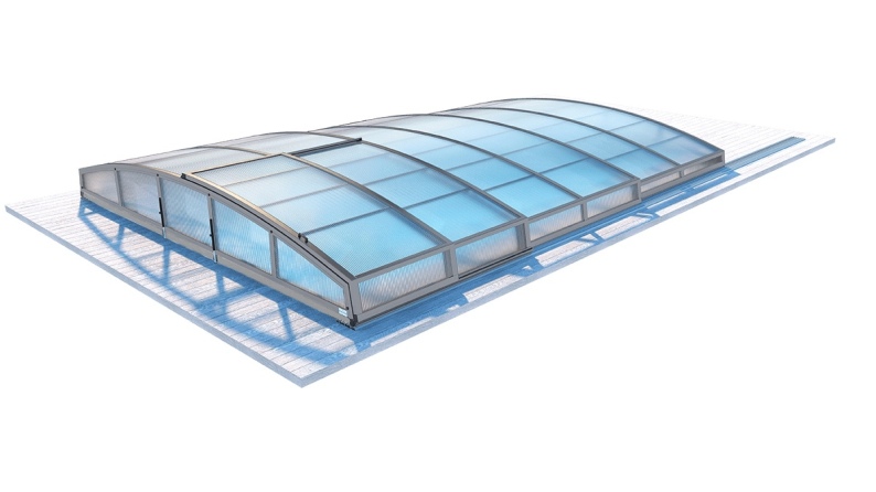 Abri de piscine Skyline - 6,47x3,50 m - polycarbonate alvéolaire 8 mm - Couleur Ral7037 Gris 