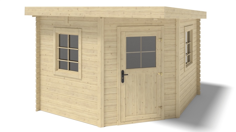 Abri de jardin en bois - 8m2 - 3x3m - Ep. 28mm - Couleur: naturel