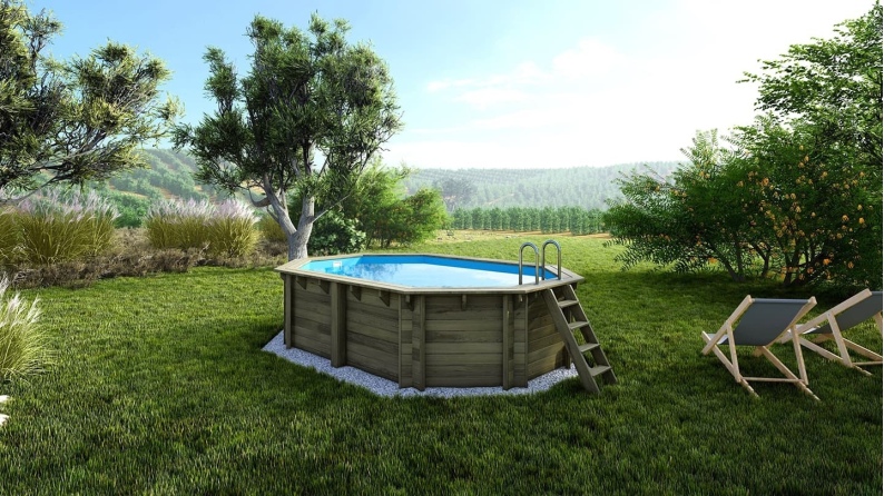 Piscine en bois - 4,87x3,34  x H.1,18m - avec filtration