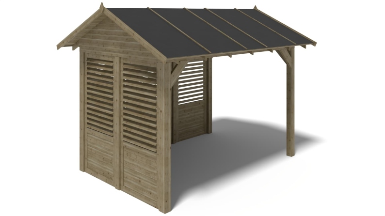 Pergola de jardin 4.04x3.06m avec panneaux - traité