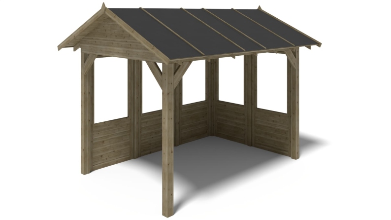 Pergola de jardin 4.04x3.06m avec panneaux - traité