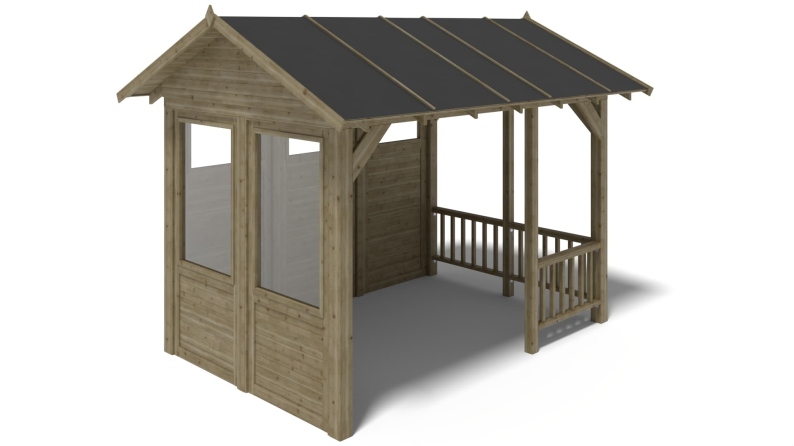 Pergola de jardin 4.04x3.06m avec panneaux - traité
