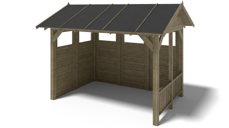 Pergola de jardin 4.04x3.06m avec panneaux - traité