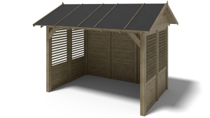 Pergola de jardin 4.04x3.06m avec panneaux - traité