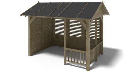 Pergola de jardin 4.04x3.06m avec panneaux - traité