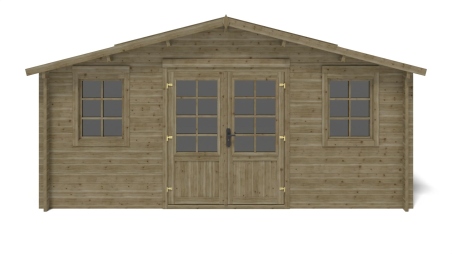 Abri de jardin en bois - 25m2 - 5x5m - Traité - Ep. 40mm - Couleur: vert