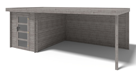 Abri de jardin en bois - 6m2 - 5,84x3m - Traité - Ep. 28mm - Couleur: gris