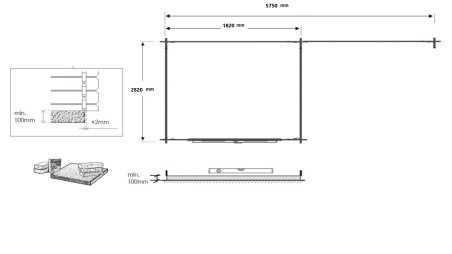 Abri de jardin en bois - 6m2 - 5,84x3m - Traité - Ep. 28mm - Couleur: gris