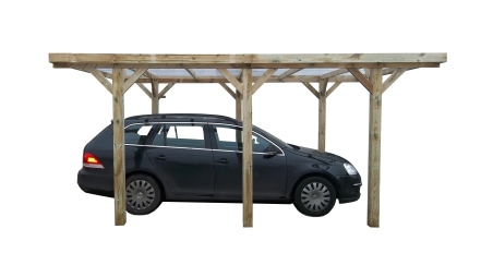 Carport, abri de voiture  3,04x5,12 m - 15,56 m2 - couverture PVC 