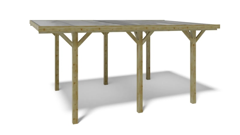 Carport, abri de voiture  3.04x5.12 m - 15.56 m2 - couverture PVC 