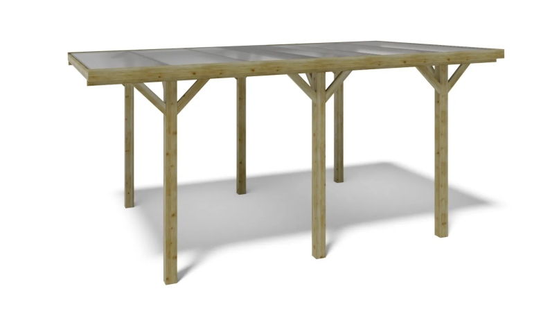 Carport, abri de voiture  3.04x5.12 m - 15.56 m2 - couverture PVC 