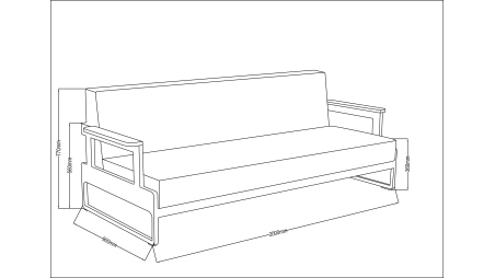 Sofa de jardin trois places 90x200xH.77 cm