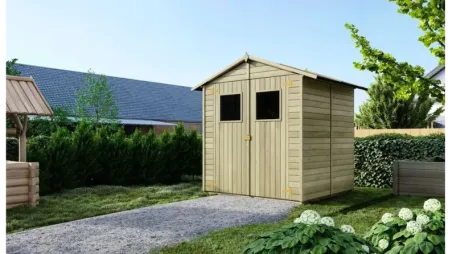 Abri de jardin en bois 3,46 m2 - 1,90x1,82 m - traité - Couleur: vert