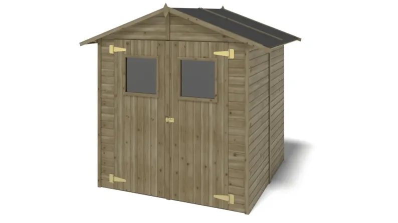 Abri de jardin en bois 3,46 m2 - 1,90x1,82 m - traité - Couleur: vert