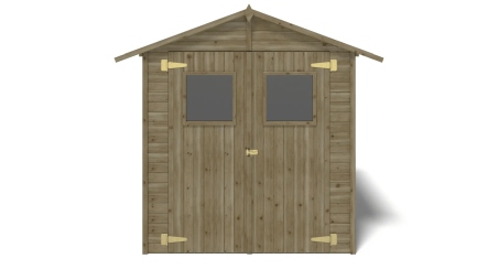 Abri de jardin en bois 3.46 m2 - 1.9x1.82 m - traité - Couleur: vert