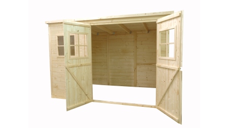 Abri de jardin en bois 4,86 m2 - 2,70x1,80 m - Couleur: naturel