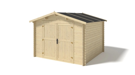 Abri de jardin en bois - 9m2 - 3x3m - Ep. 28mm - Couleur: naturel