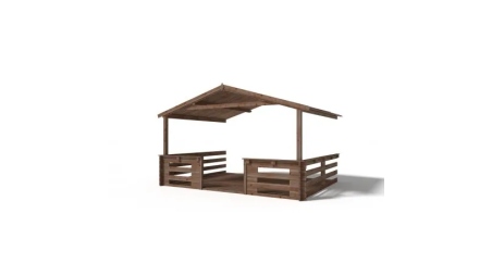 Abri de jardin en bois - 4x3 m + terrasse avec balustrade et avant-toit en bois - 24 m2 - Traité