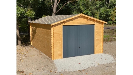 Garage en bois - 24m2 - 4x6m - imprégné - Ep. 28mm - couleur: marron