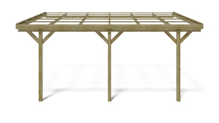 Carport, abri de voiture  3x5,24 m - 15 m2 - adossé 