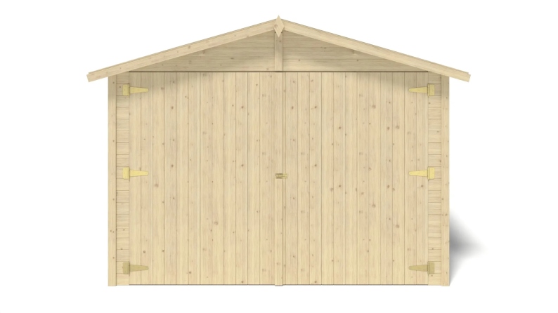 Garage en bois - 14.94m2 - 3.05x4.93m - Ep. 18mm - couleur: naturel